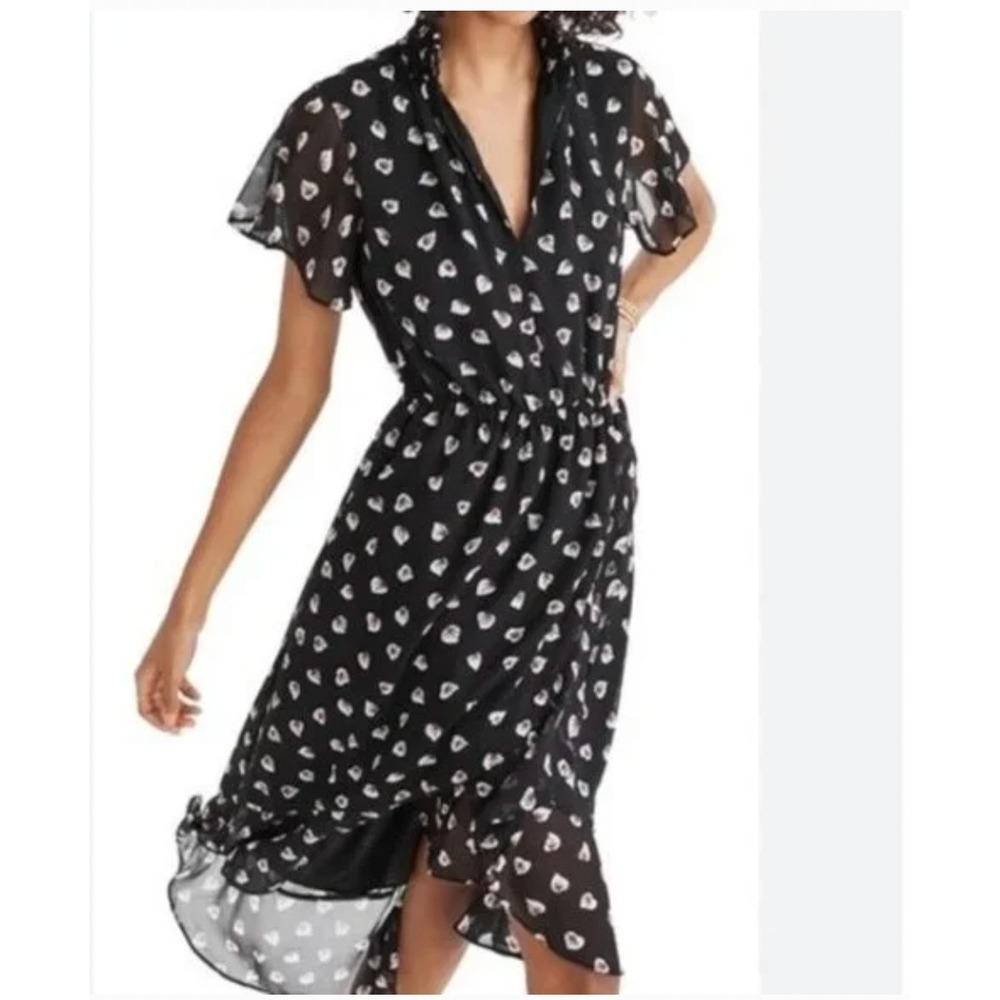 Madewell Amaryllis Printed Chiffon Midi Dress Flutter Sleeve Size L
